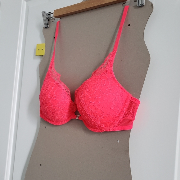 La Senza Bright Orange-Pink Lace Bra - Size 34B - Picture 4 of 5